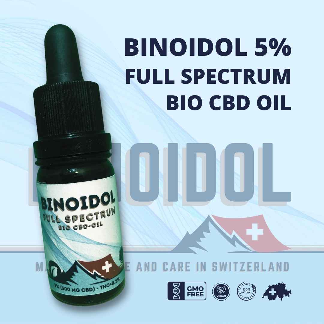 BINOIDOL ORGANIC CBD OIL 5% - 10 ml Flasche mit Glaspipette
